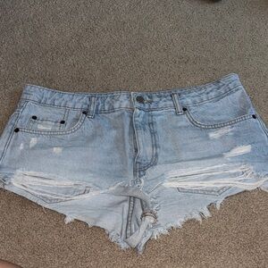BDG Light Blue Distressed Jean Shorts